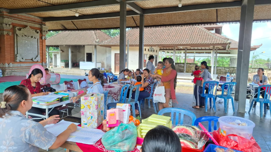 Posyandu Siklus Hidup 6 SPM Kenanga IV di Balai Banjar Adat Kuwum Ancak, Desa Kuwum, Kecamatan Marga, Kabupaten Tabanan.