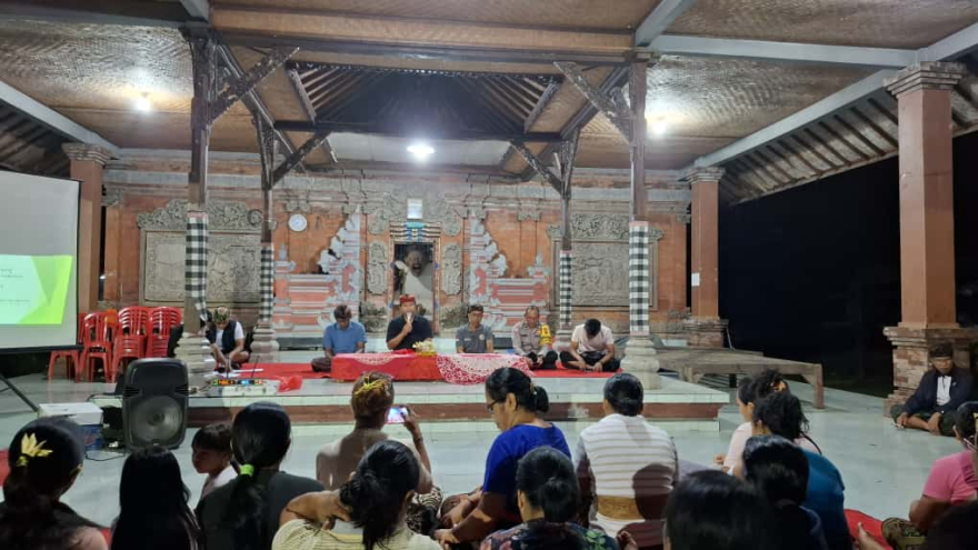 Sosialisasi Pendataan Desa Presisi dan Program Ketahanan Pangan BUMDesa Panca Sadhu Desa Kuwum bertempat di Balai Banjar Dinas Kuwum Tegallinggah, Desa Kuwum, Kecamatan Marga, Kabupaten Tabanan